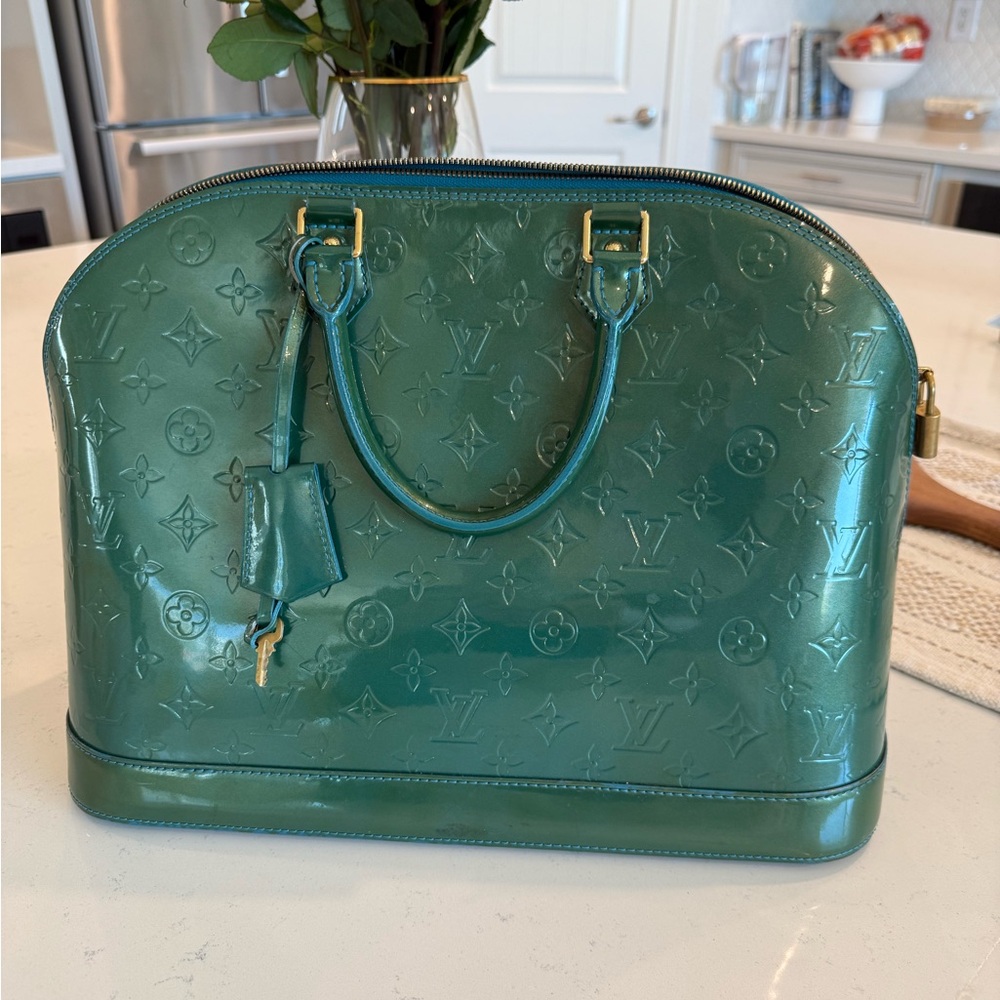 Louis Vuitton Dark Green Vernis Alma Satchel